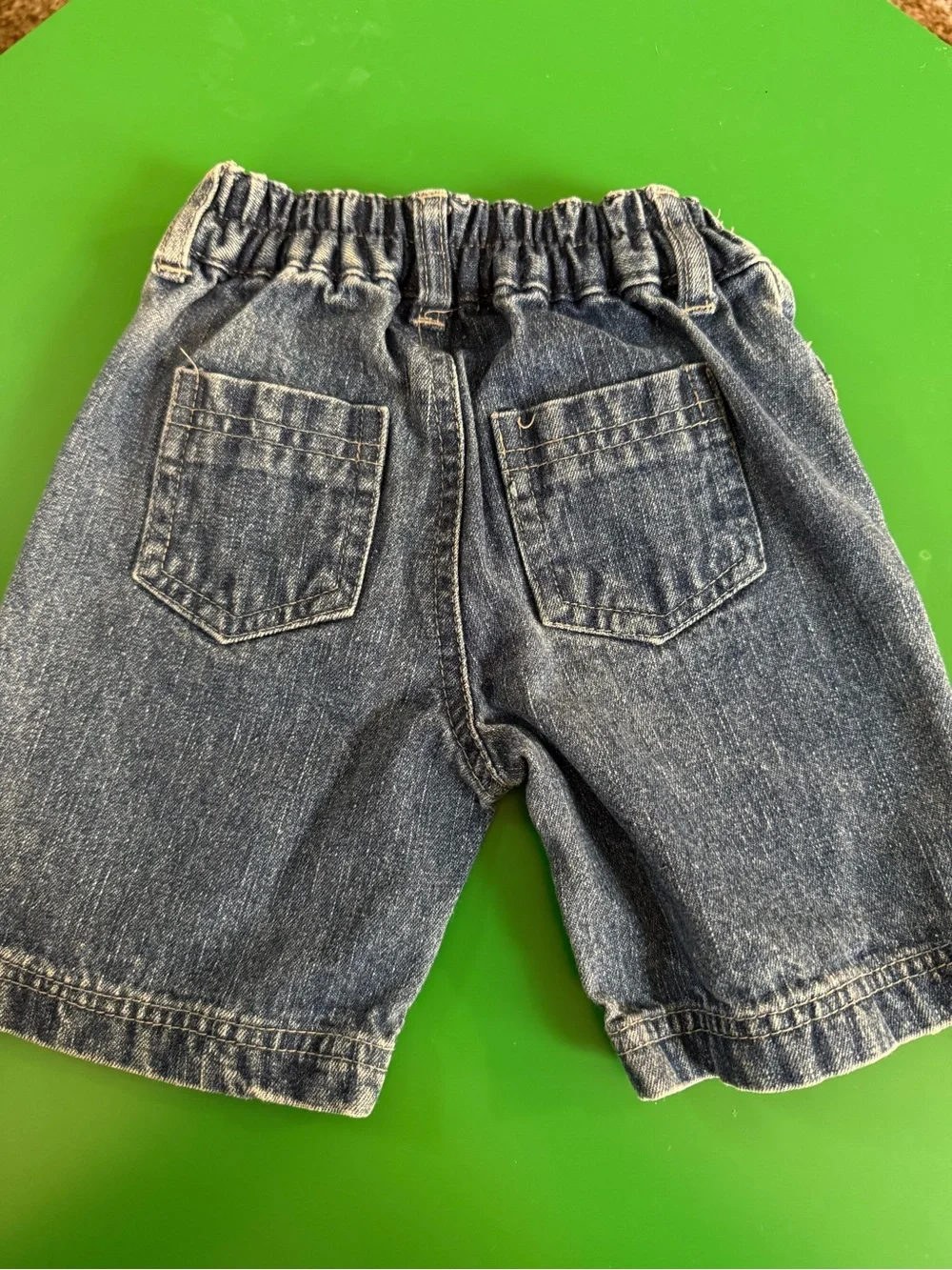Carter's Denim Shorts with Colorful Basketball Patch - Blue